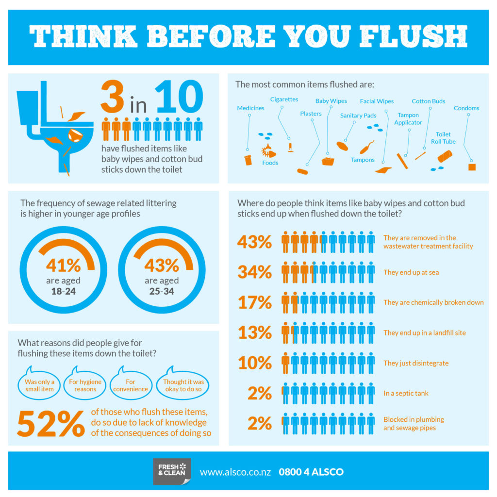 Think before you flush infographic poster