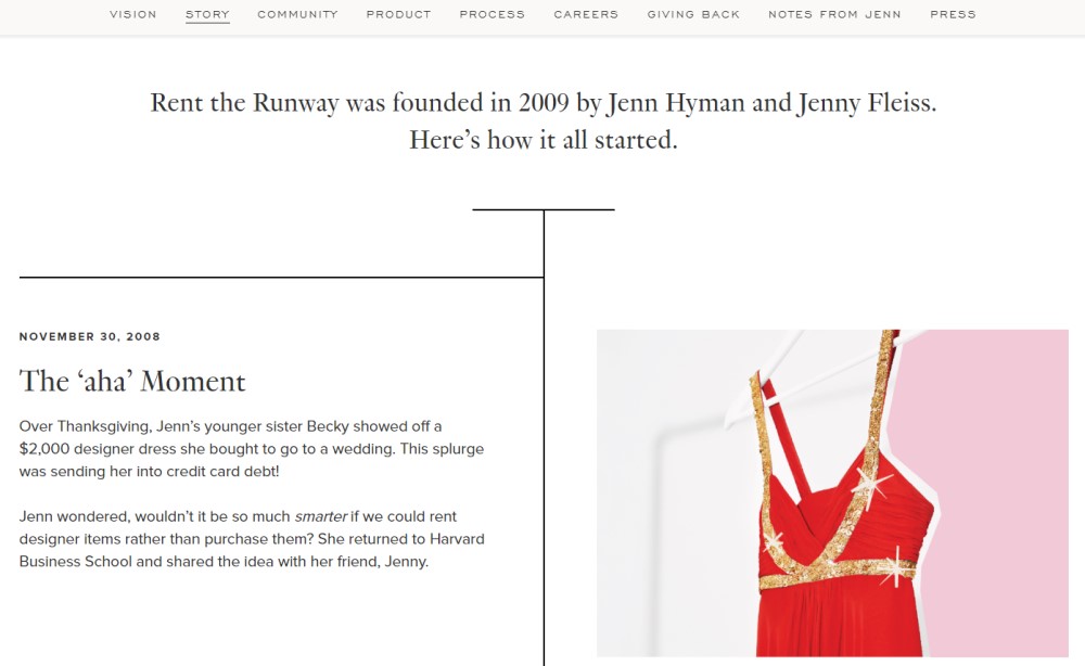 About us page example - Rent the Runway