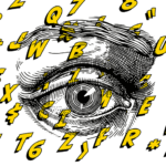 Illustration of letters and eye