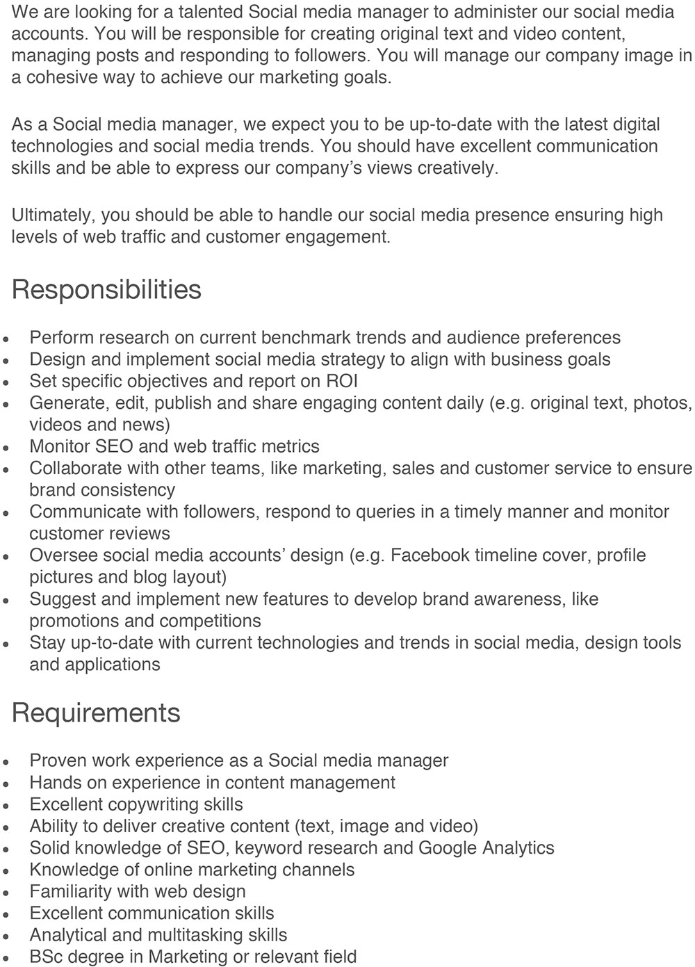 Social media manager