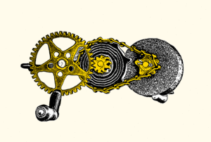 Illustration of cogs and handle