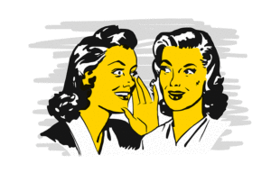 Illustration of two women gossiping