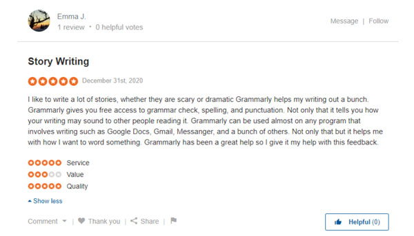 Grammarly review screenshot
