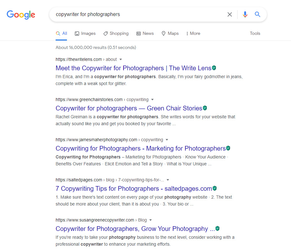 copywriter for photographers