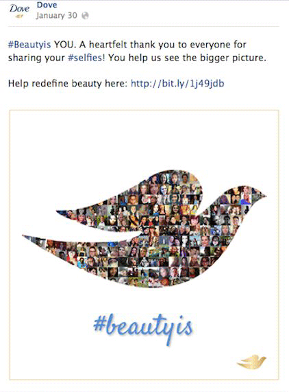 Dove Beautyis Facebook social media post