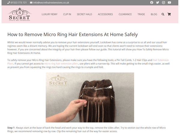 A blog snippet (how to remove micro ring hair extensions at home safely)