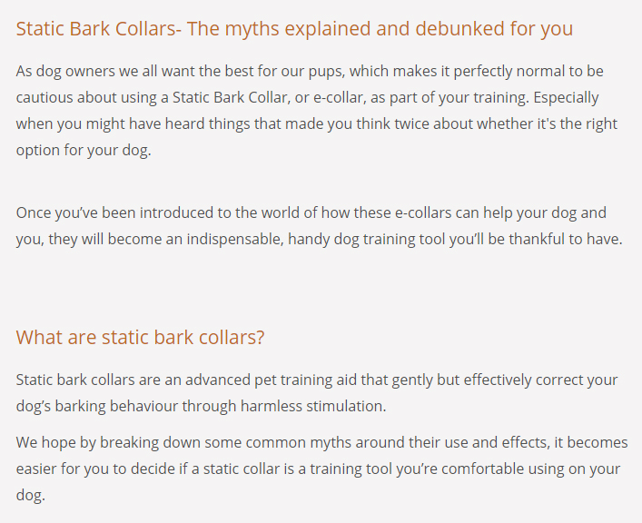 Snippet from the eCommerce blog article that addresses myths about product