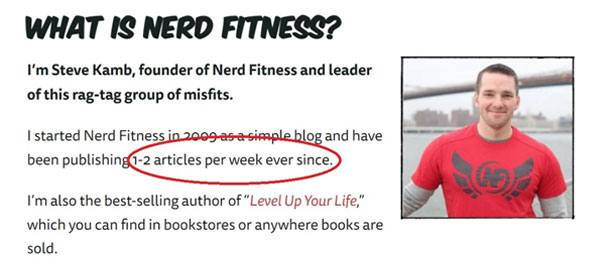 Nerd Fitness posts 1-2 articles per week