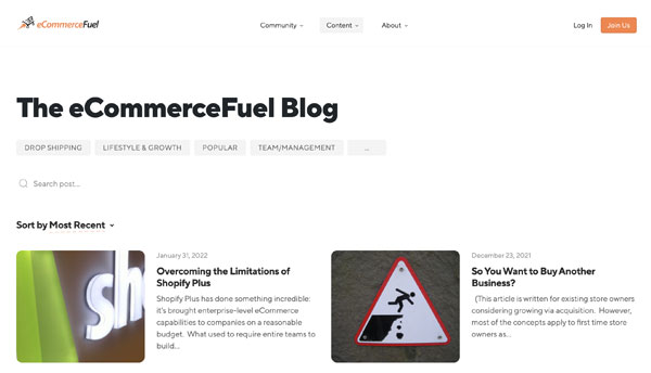 eCommerceFuel blog for entrepreneurs