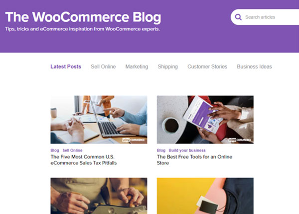 WooCommerce blog page