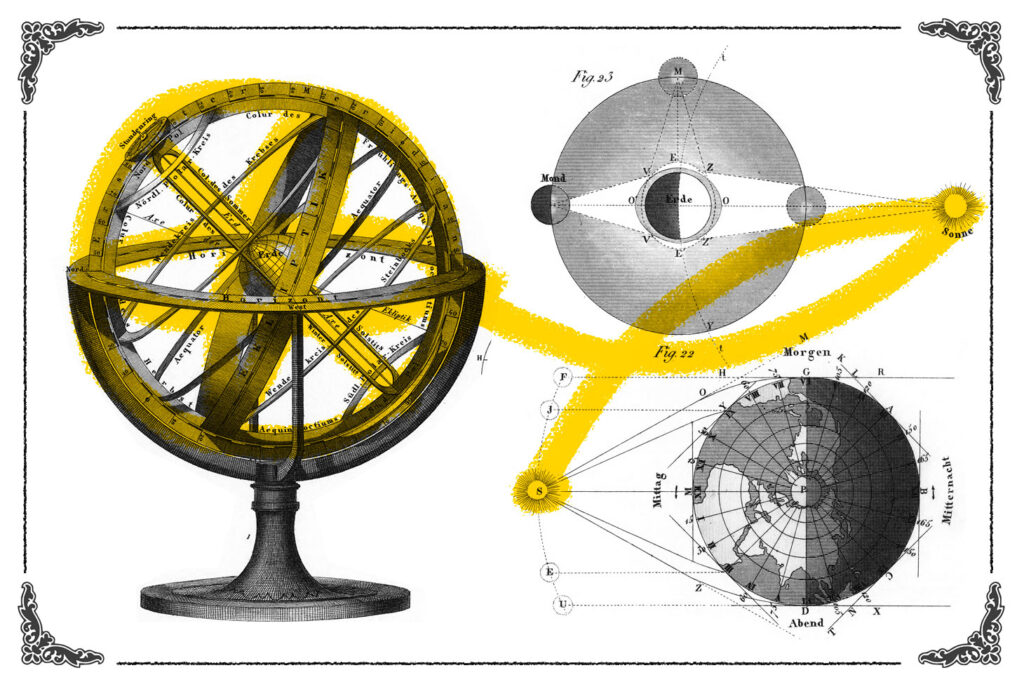 Illustration of vintage astronomy instruments