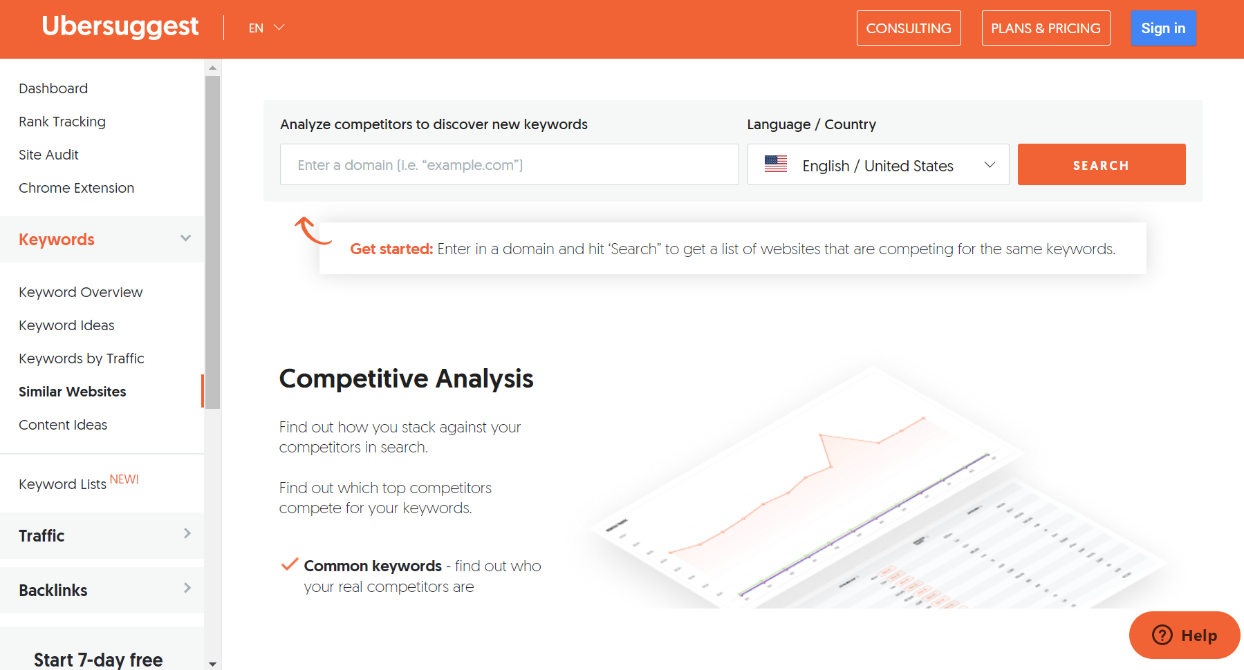 Ubersuggest competitor analysis tool