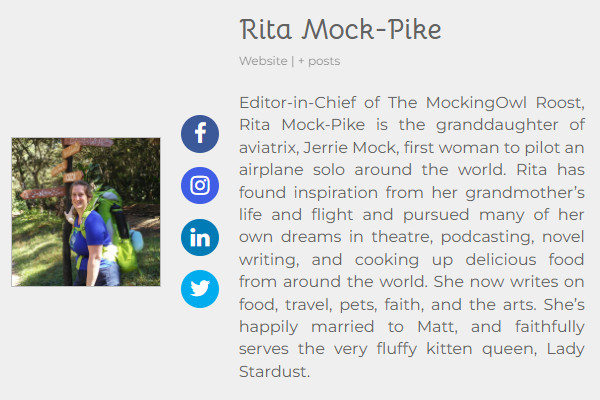 Rita Mock-Pike's bio from the MockingOwl Roost blog