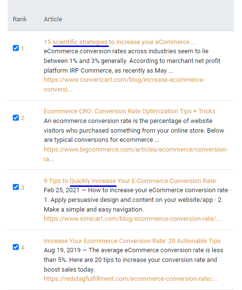 breakdown of the top blogs under eCommerce