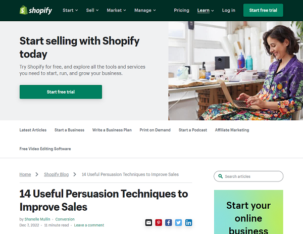 powerful headline in a Shopify blog post